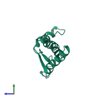 Major prion protein in PDB entry 1qm2, assembly 1, side view.