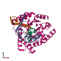 Hetero tetrameric assembly 1 of PDB entry 1qum coloured by chemically distinct molecules, front view.