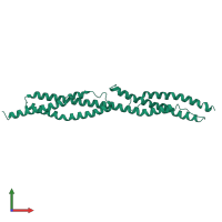 PDB entry 1quu coloured by chain, front view.