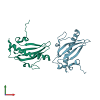 PDB entry 1qve coloured by chain, front view.