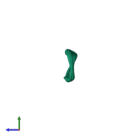 PDB entry 1qvk coloured by chain, ensemble of 10 models, side view.