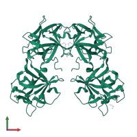 Main hemagglutinin component type D in PDB entry 1qxm, assembly 1, front view.