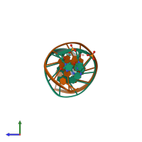 PDB entry 1r2l coloured by chain, side view.