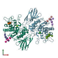 PDB entry 1r47 coloured by chain, front view.