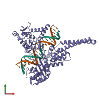 PDB entry 1r49 coloured by chain, front view.