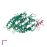 PDB entry 1r4l coloured by chain, top view.