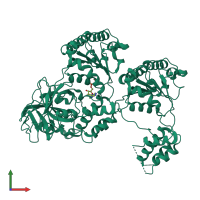 PDB entry 1r7r coloured by chain, front view.