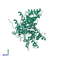 PDB entry 1r7r coloured by chain, side view.