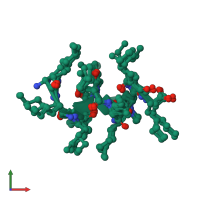 PDB entry 1r9v coloured by chain, ensemble of 5 models, front view.