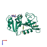PDB entry 1ra3 coloured by chain, top view.