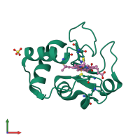 PDB entry 1raq coloured by chain, front view.