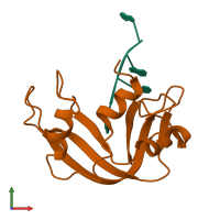 PDB entry 1rbj coloured by chain, front view.