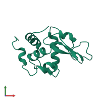 Monomeric assembly 1 of PDB entry 1rfp coloured by chemically distinct molecules, front view.