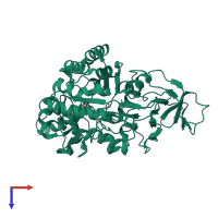 PDB entry 1rjr coloured by chain, top view.