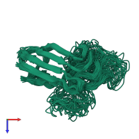 PDB entry 1rk7 coloured by chain, ensemble of 30 models, top view.