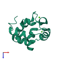 PDB entry 1rk9 coloured by chain, top view.