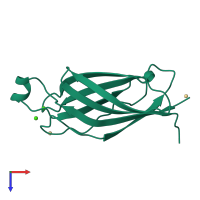 PDB entry 1rlw coloured by chain, top view.