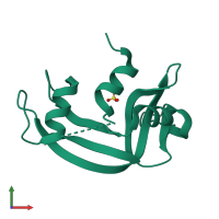 Monomeric assembly 1 of PDB entry 1rnu coloured by chemically distinct molecules, front view.