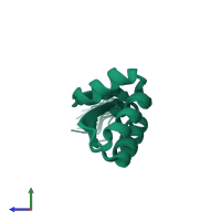 PDB entry 1rqs coloured by chain, ensemble of 20 models, side view.