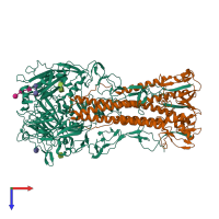 Hetero hexameric assembly 1 of PDB entry 1rvt coloured by chemically distinct molecules, top view.
