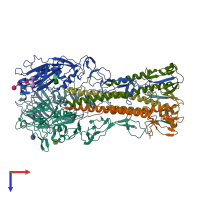 PDB entry 1rvt coloured by chain, top view.