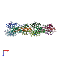 PDB entry 1rvz coloured by chain, top view.