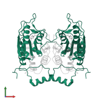 Caspase-1 subunit p20 in PDB entry 1rwm, assembly 1, front view.