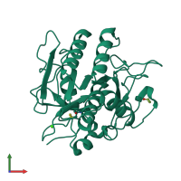 PDB entry 1s01 coloured by chain, front view.