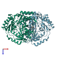 PDB entry 1s06 coloured by chain, top view.