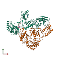 PDB entry 1s1t coloured by chain, front view.