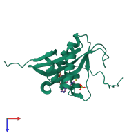 PDB entry 1s60 coloured by chain, top view.