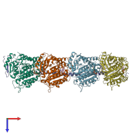 PDB entry 1sa0 coloured by chain, top view.