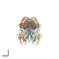 PDB entry 1seb coloured by chain, side view.