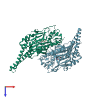 PDB entry 1ses coloured by chain, top view.