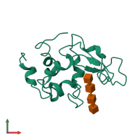 PDB entry 1sf6 coloured by chain, front view.