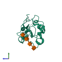 PDB entry 1sf6 coloured by chain, side view.