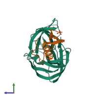 PDB entry 1sgq coloured by chain, side view.