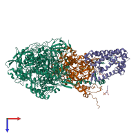 PDB entry 1siw coloured by chain, top view.