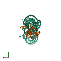 PDB entry 1sj3 coloured by chain, side view.
