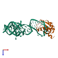 PDB entry 1sj3 coloured by chain, top view.