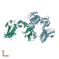 PDB entry 1sjp coloured by chain, front view.