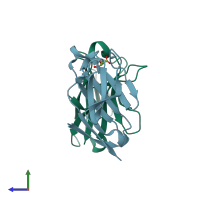 PDB entry 1smo coloured by chain, side view.