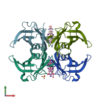 PDB entry 1sn5 coloured by chain, front view.