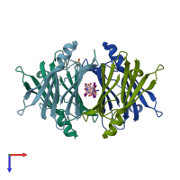 PDB entry 1sn5 coloured by chain, top view.