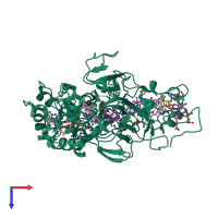 PDB entry 1sp3 coloured by chain, top view.