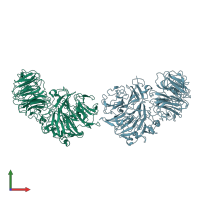 PDB entry 1sqj coloured by chain, front view.