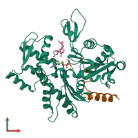 PDB entry 1sqk coloured by chain, front view.