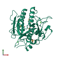 PDB entry 1st2 coloured by chain, front view.