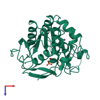 PDB entry 1sue coloured by chain, top view.