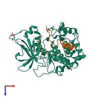 PDB entry 1svg coloured by chain, top view.